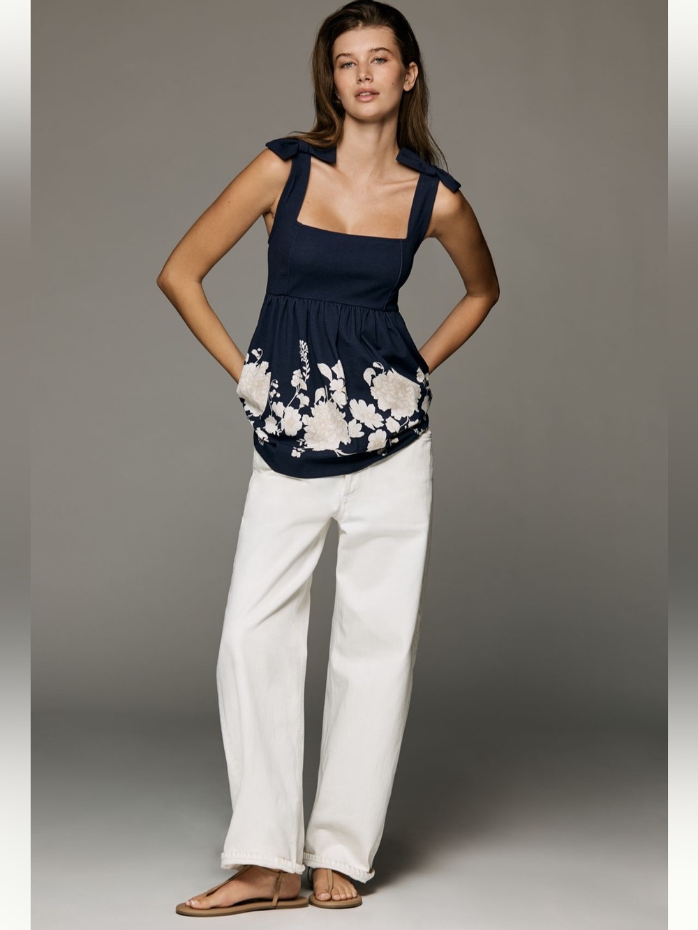NWT Anthropologie Maeve Bow-Strap Babydoll Top
